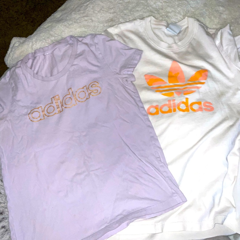 ADIDAS purple white orange tee 2pc size S